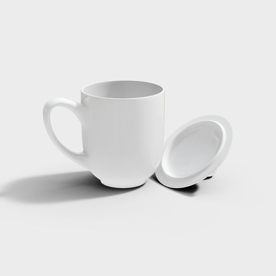 Stylish Low-Poly Ceramic Cup and Lid 3D model