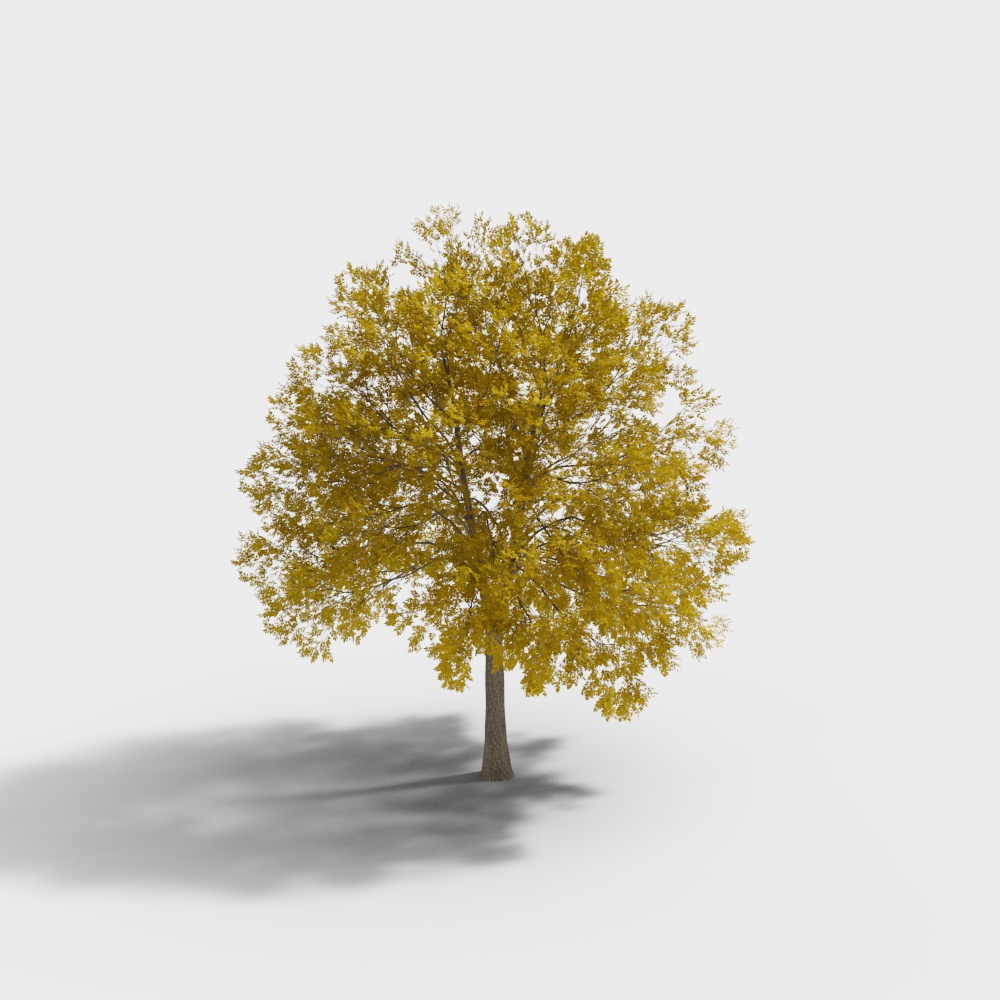 Lively Low-Poly Oak Tree 3D Model – Autumn Leaves