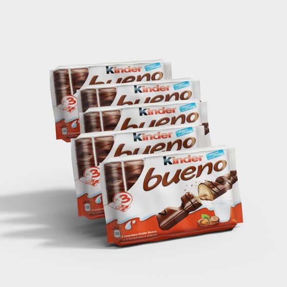 High-Detail 3D Model of Kinder Bueno Bar