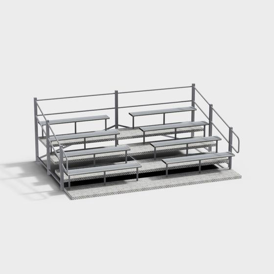 Modern Low-Poly Stadium Bleachers 3D model