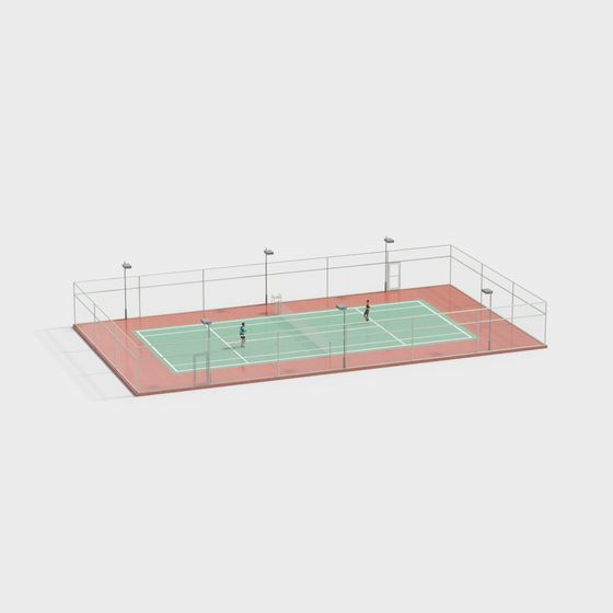 Vibrant Tennis Court 3D model for Designers