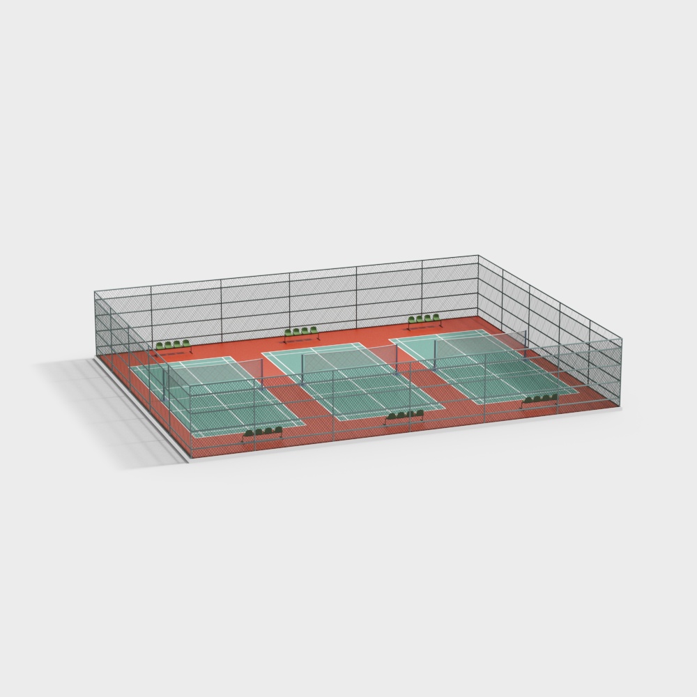 Vibrant Low-Poly Tennis Court 3D model