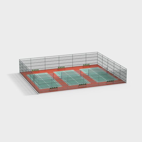 Vibrant Low-Poly Tennis Court 3D model