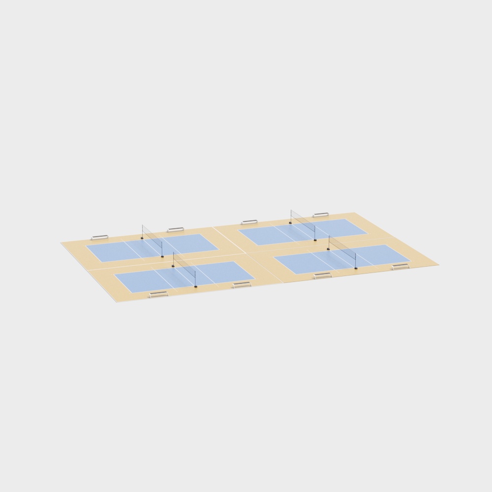 Vibrant Tennis Court 3D model in Low-Poly Style