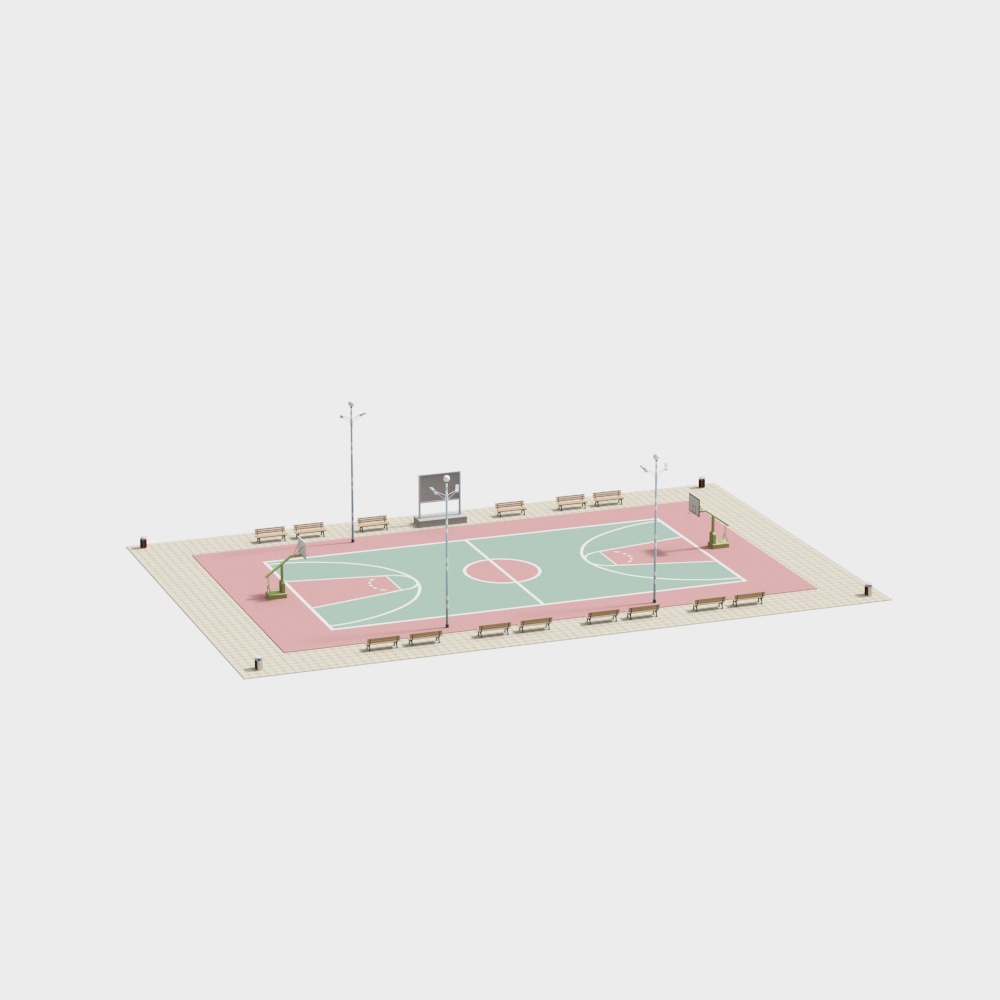 Urban Basketball Court 3D model