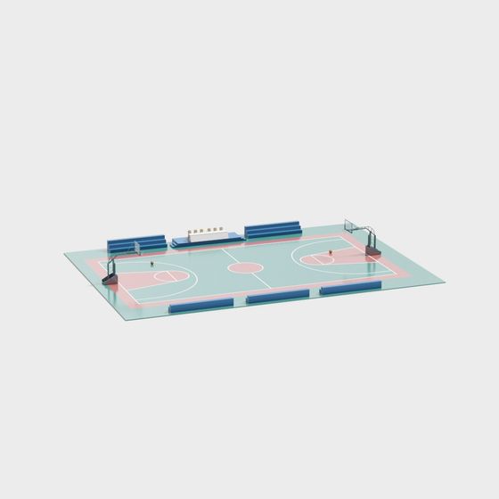 Low-Poly Basketball Court 3D Model