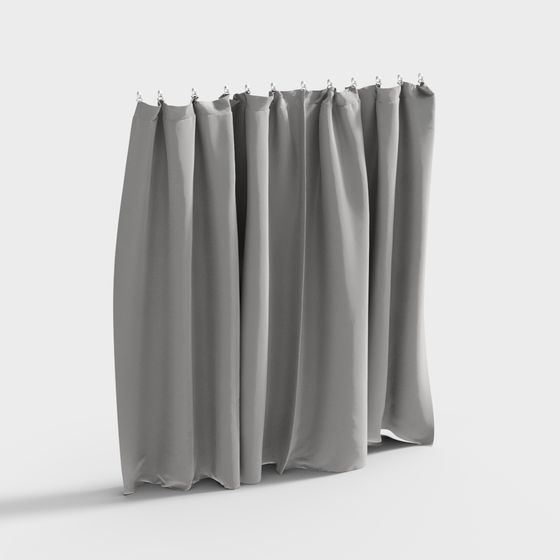 Elegant Gray Curtain 3D model for Interior Designs