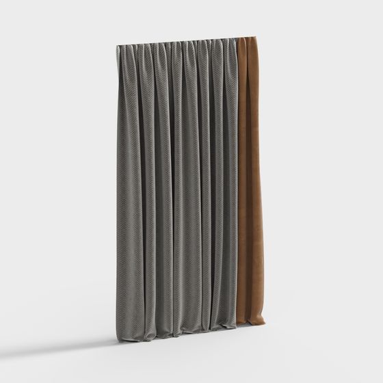 Elegant Gray and Brown Curtain 3D model