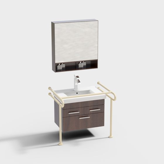 Modern Minimalist Bathroom Vanity 3D model
