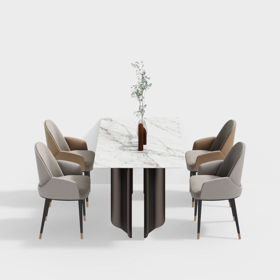 Urban Living Room Dining Table and Chair Set 3D model