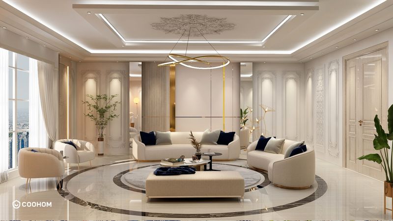 Elegant Neoclassical White Living Room