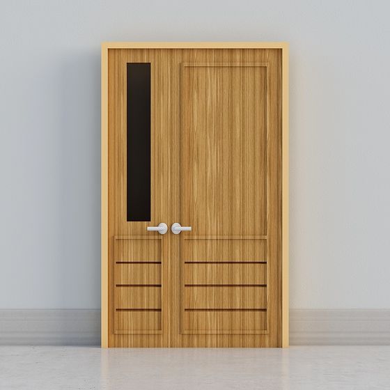 Wooden Double Door 3D model for Modern Interior Design