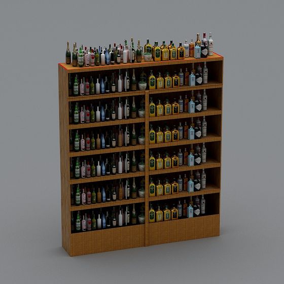 Stylish Low Poly Bar Cabinet 3D model for Design Projects