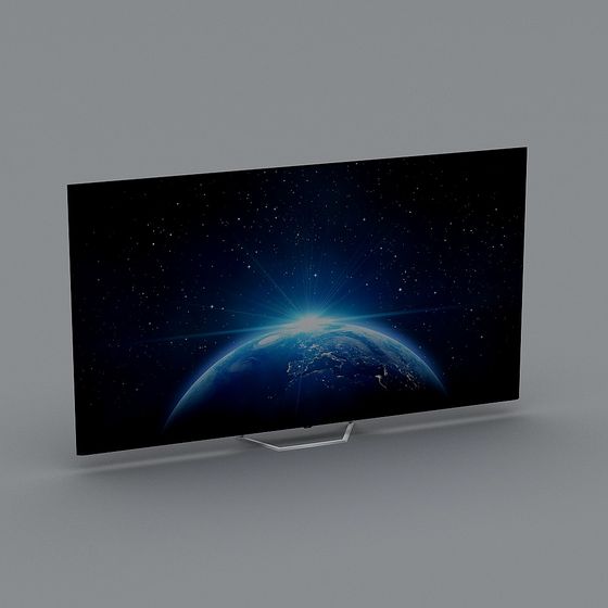 Low Poly 3D Model TV Screen with Galactic View
