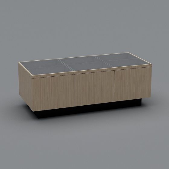Stylish Glass Top Wooden Cabinet 3D model for Creative Spaces