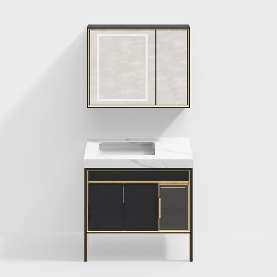 Modern Minimalist Bathroom Vanity 3D model