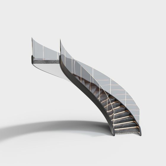Elegant Curved Staircase 3D model