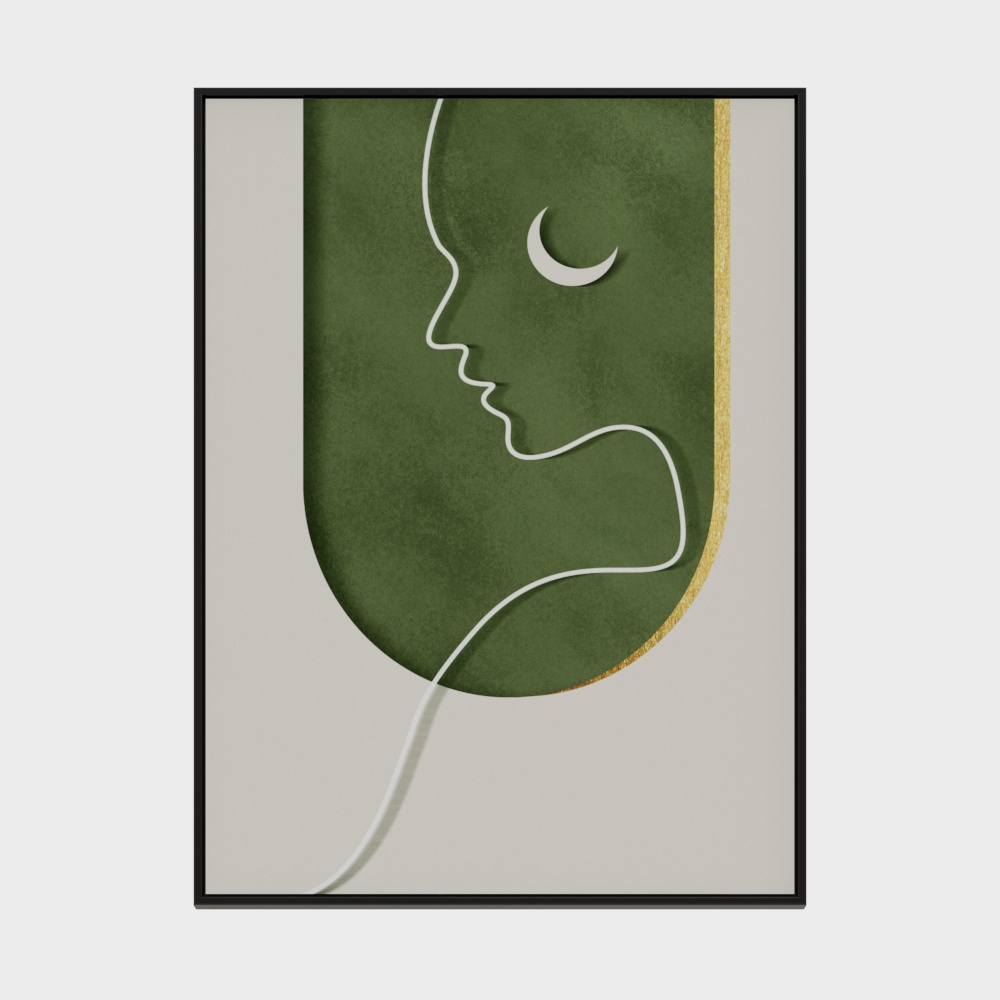 Moon Outline 3D Model – Low Poly Nature Art