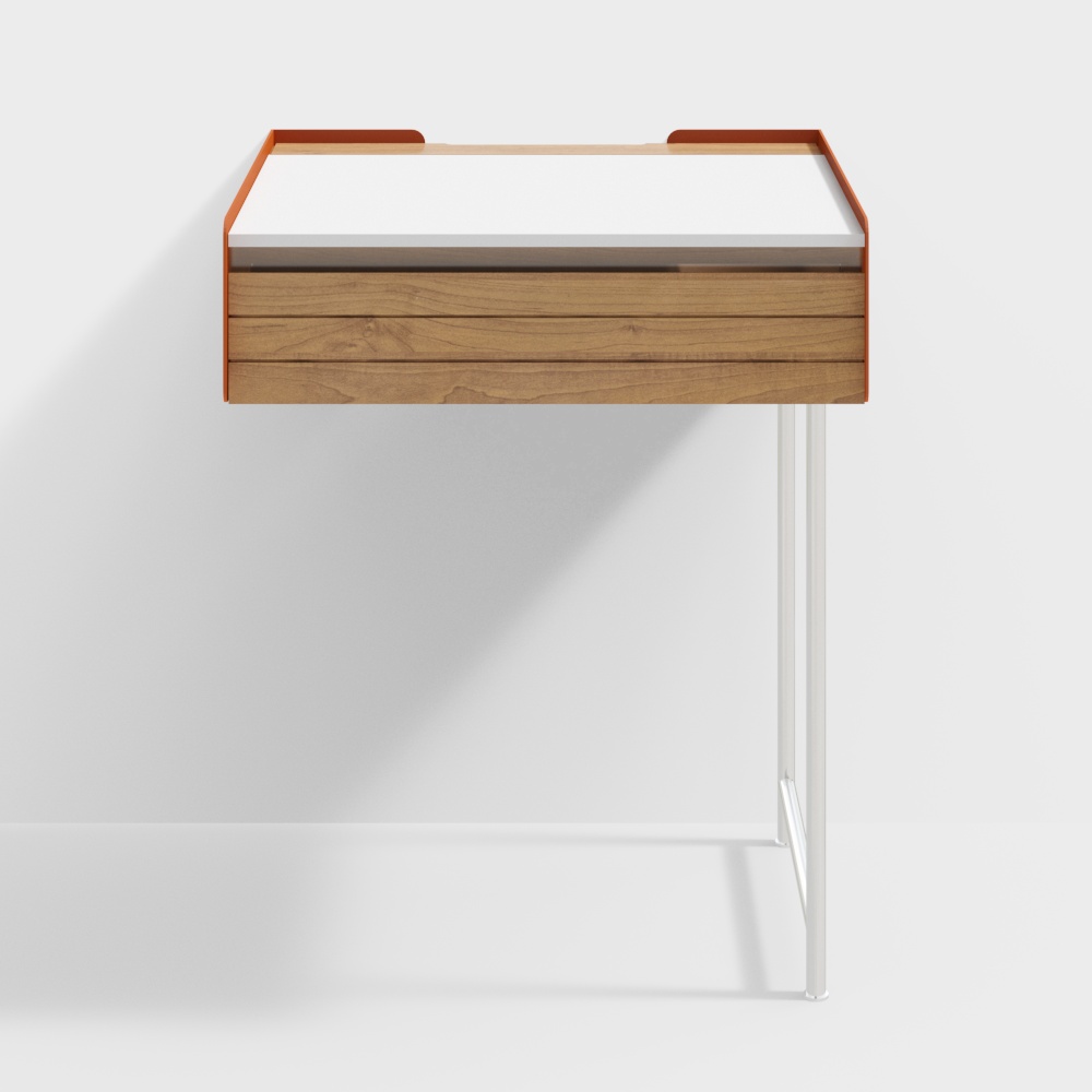 Dressing table - spliced table top - 600mm - orange side panels - cherry wood model