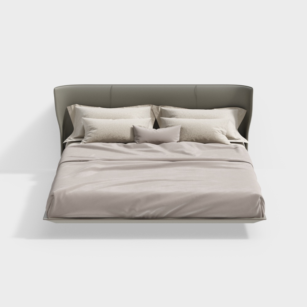 Cama suspendida alys B-19 de cuero gris claro