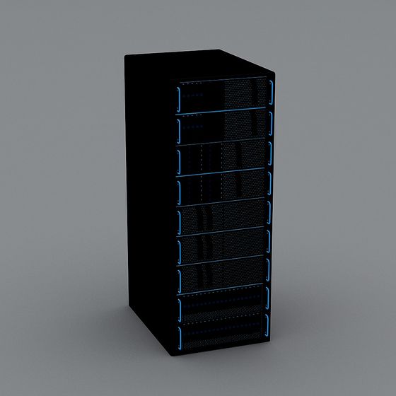 Stylish Black Server Rack 3D model
