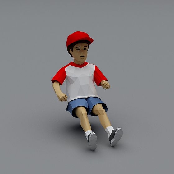 Vibrant Low Poly Boy 3D Model