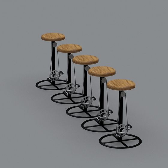 Vintage Gear Bar Stools 3D model