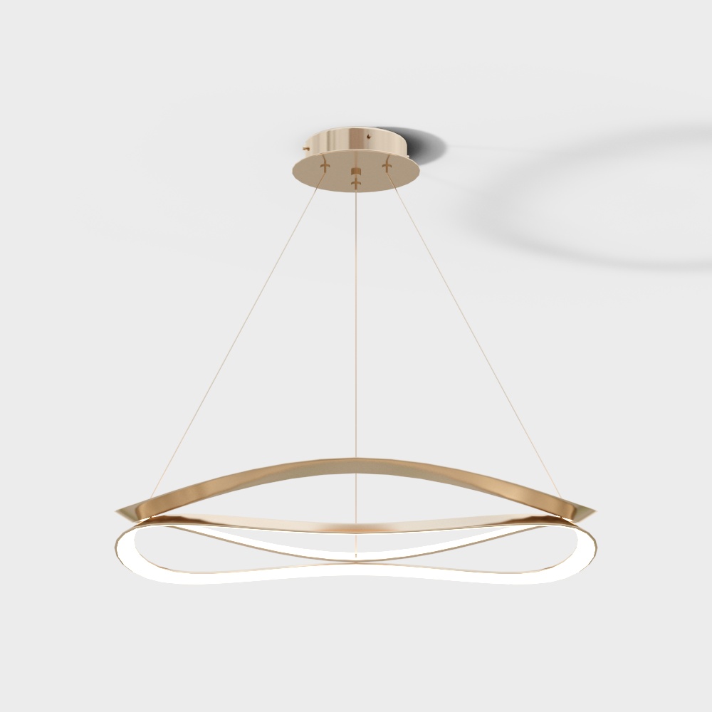 Elegant Gold Pendant Light 3D model