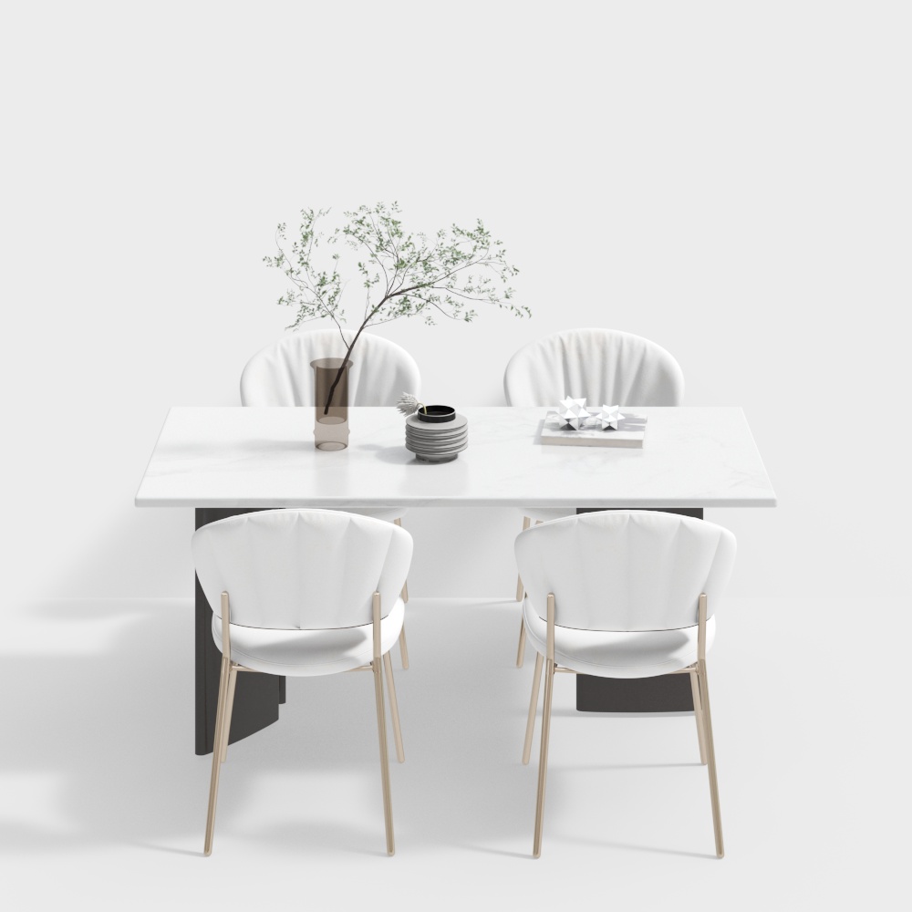 Conjunto de mesa y sillas de comedor minimalista francés