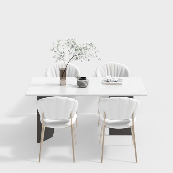 Conjunto de mesa y sillas de comedor minimalista francés