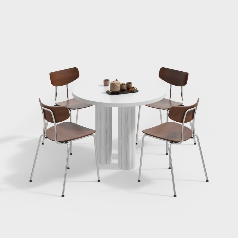 Modern Vintage Table and Chair Set 3D Model