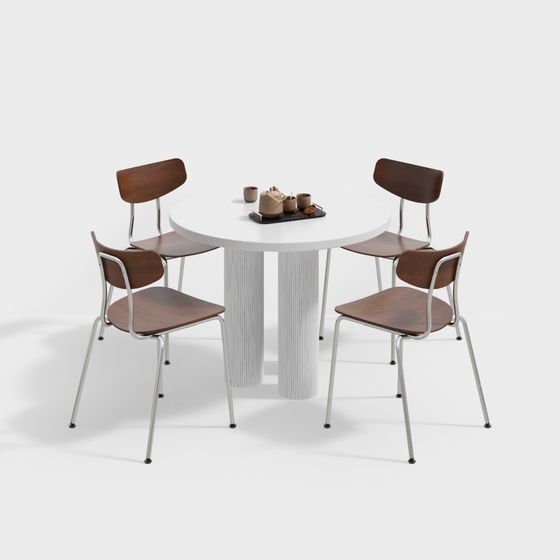 Chic 3D Dining Table and Chair Set
