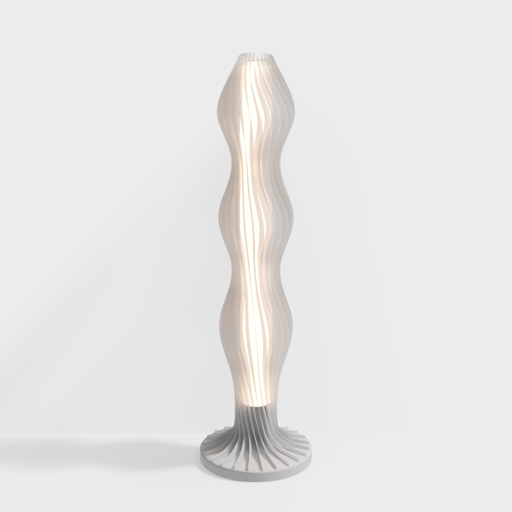 Streamlined Column Light 3D Model – Low Poly White Design