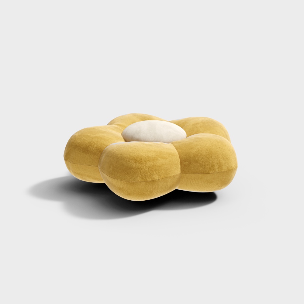 Cloud Sofa 3D Model – Low Poly Yellow Velvet