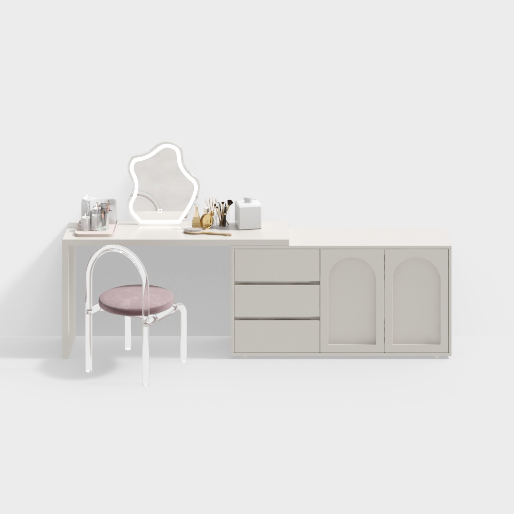 Elegant Modern Vanity Table 3D Model – Low-Poly Interior Asset