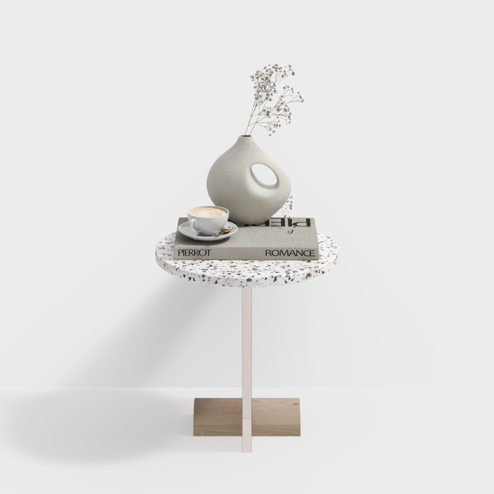Urban Corner Side Table 3D Model – Minimalist Marble Design