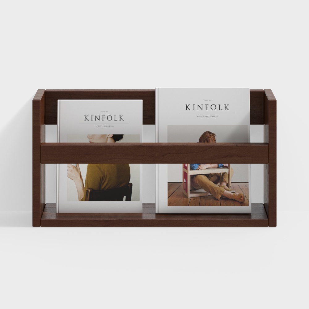Low-Polygon Wooden Magazine Rack 3D Model