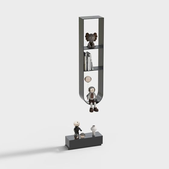 Stylish U-Shaped Bookshelf 3D model