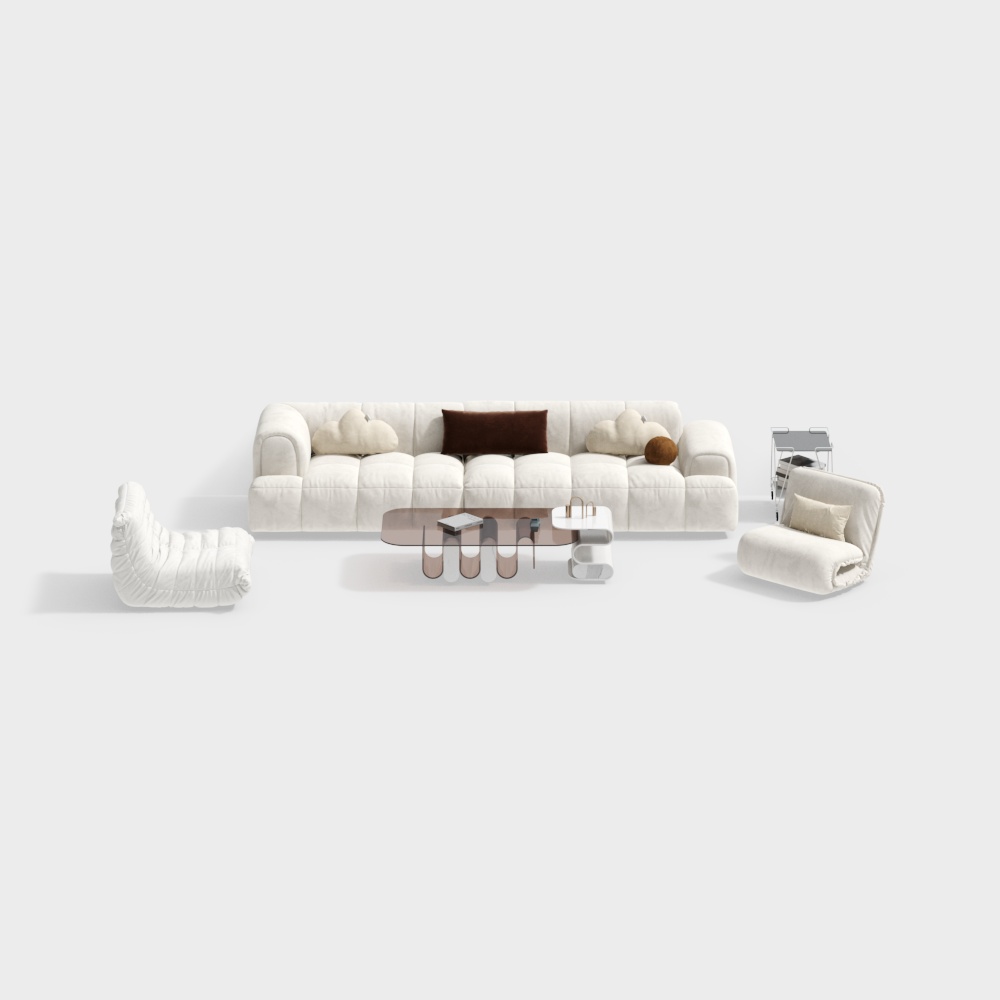 모던한 크림 스타일 소파 세트