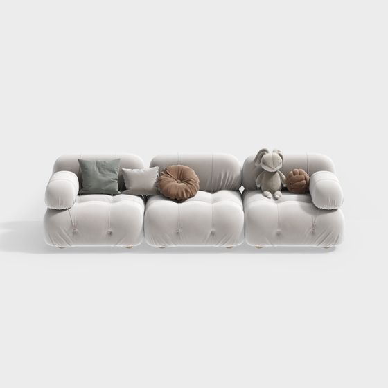 Elegant Polygonal Sofa 3D model for Contemporary Spaces