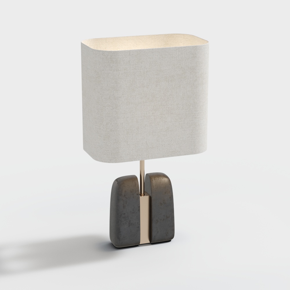 Modern Low-Poly Table Lamp – Gray Linen Shade