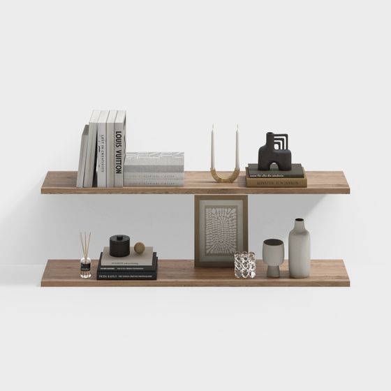 Stylish Wooden Bookshelf 3D Model