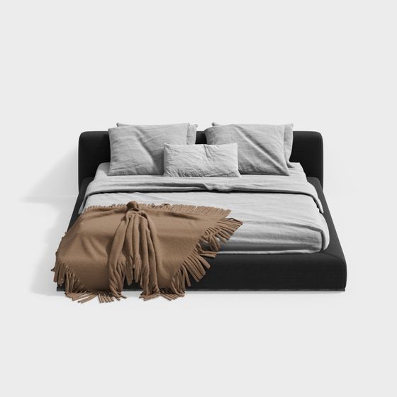 Stylish Minimalist Bed 3D model for Contemporary Homes