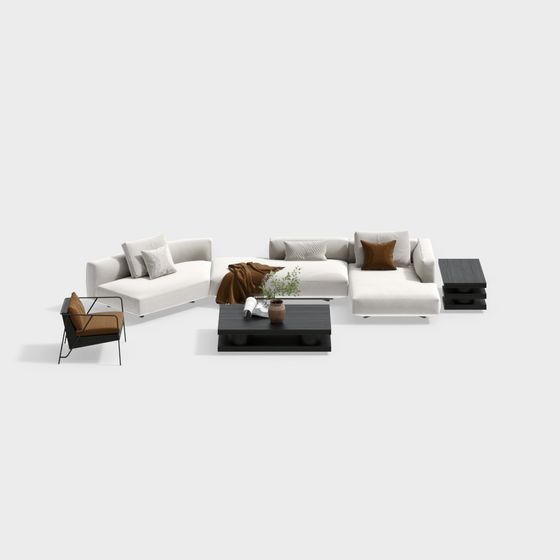 Elegant Minimalist 3D Sofa Set Model