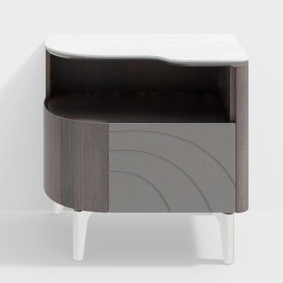 Sleek Wave Nightstand 3D model