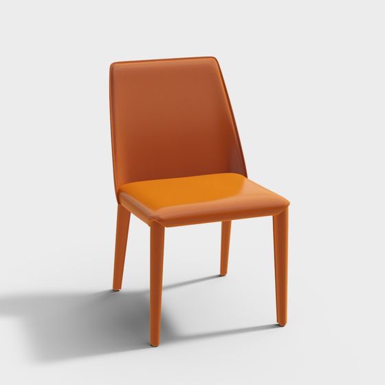 Stylish Orange Leather Dining Chair 3D model