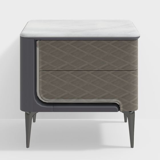 Sleek Gray Nightstand 3D model for Modern Interiors