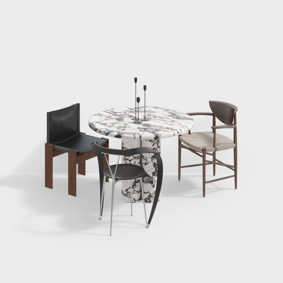 Minimalist Dining Table and Chair Set 3D model