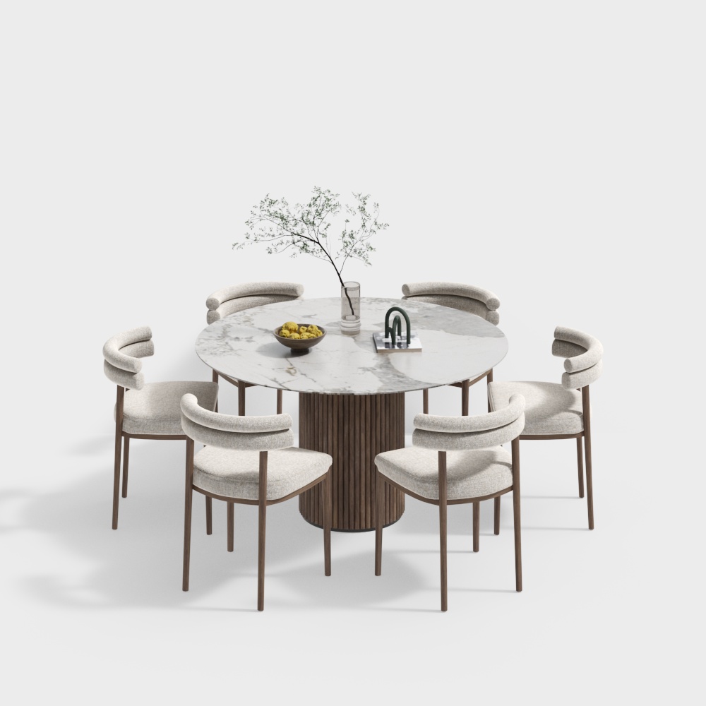 Wabi-sabi style dining table and chair set