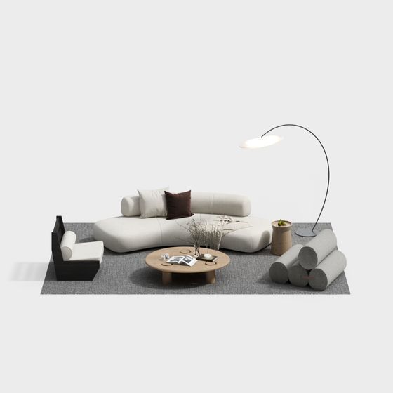 Stylish Urban Living Room 3D model